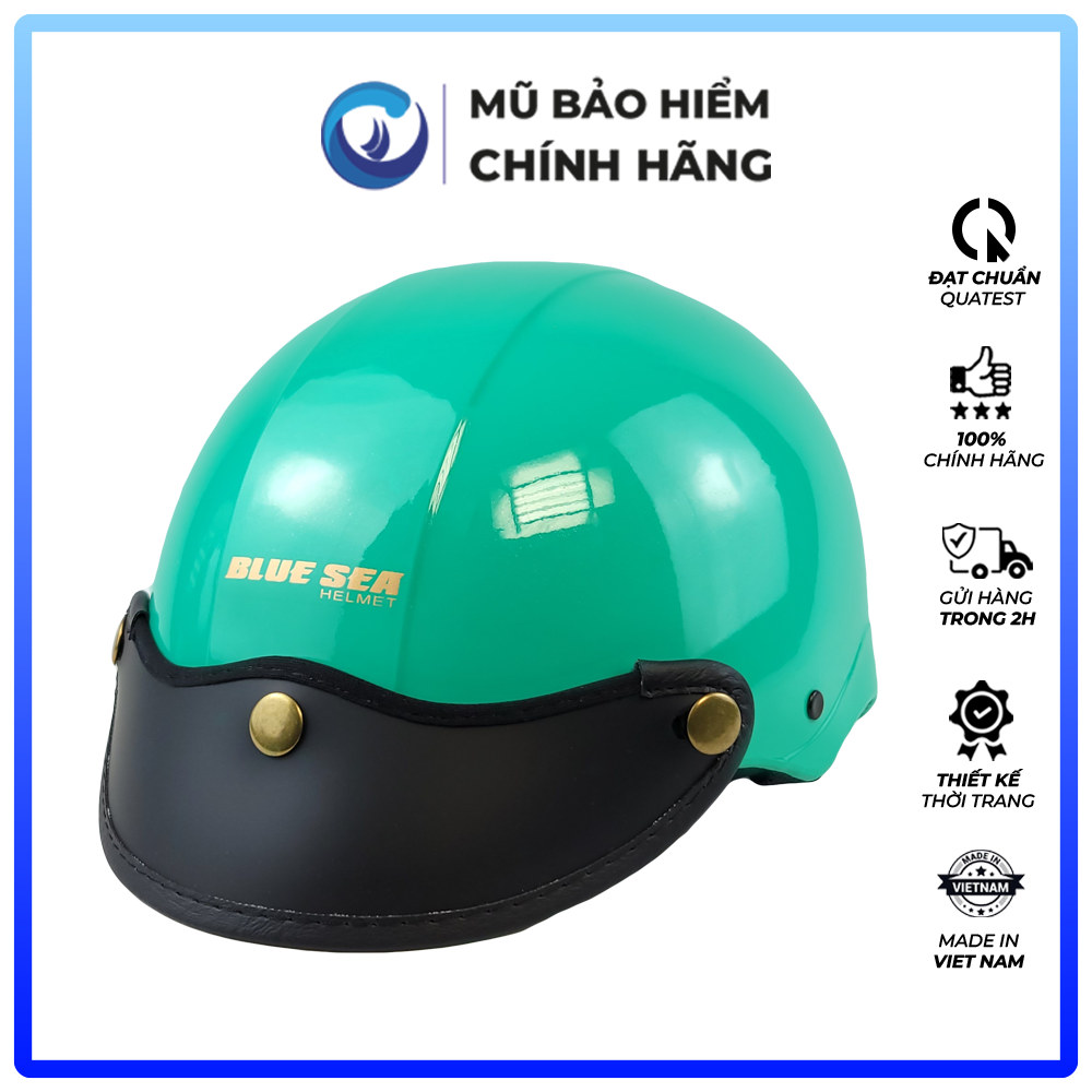 Mũ Bảo Hiểm 1/2 Đầu Blue Sea A104 - Màu Xanh Ngọc