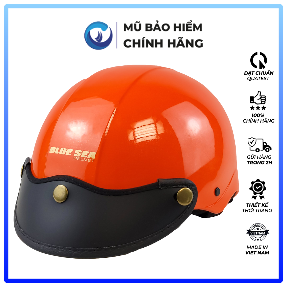 Mũ Bảo Hiểm 1/2 Đầu Blue Sea A104 - Màu Cam