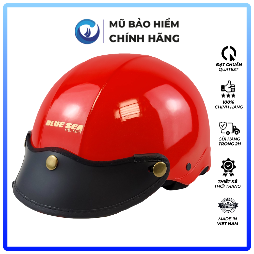 Mũ Bảo Hiểm 1/2 Đầu Blue Sea A104 - Màu Đỏ Tươi