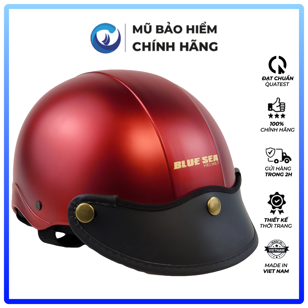 Mũ Bảo Hiểm 1/2 Đầu Blue Sea A104 - Sơn Mờ - Chính hãng