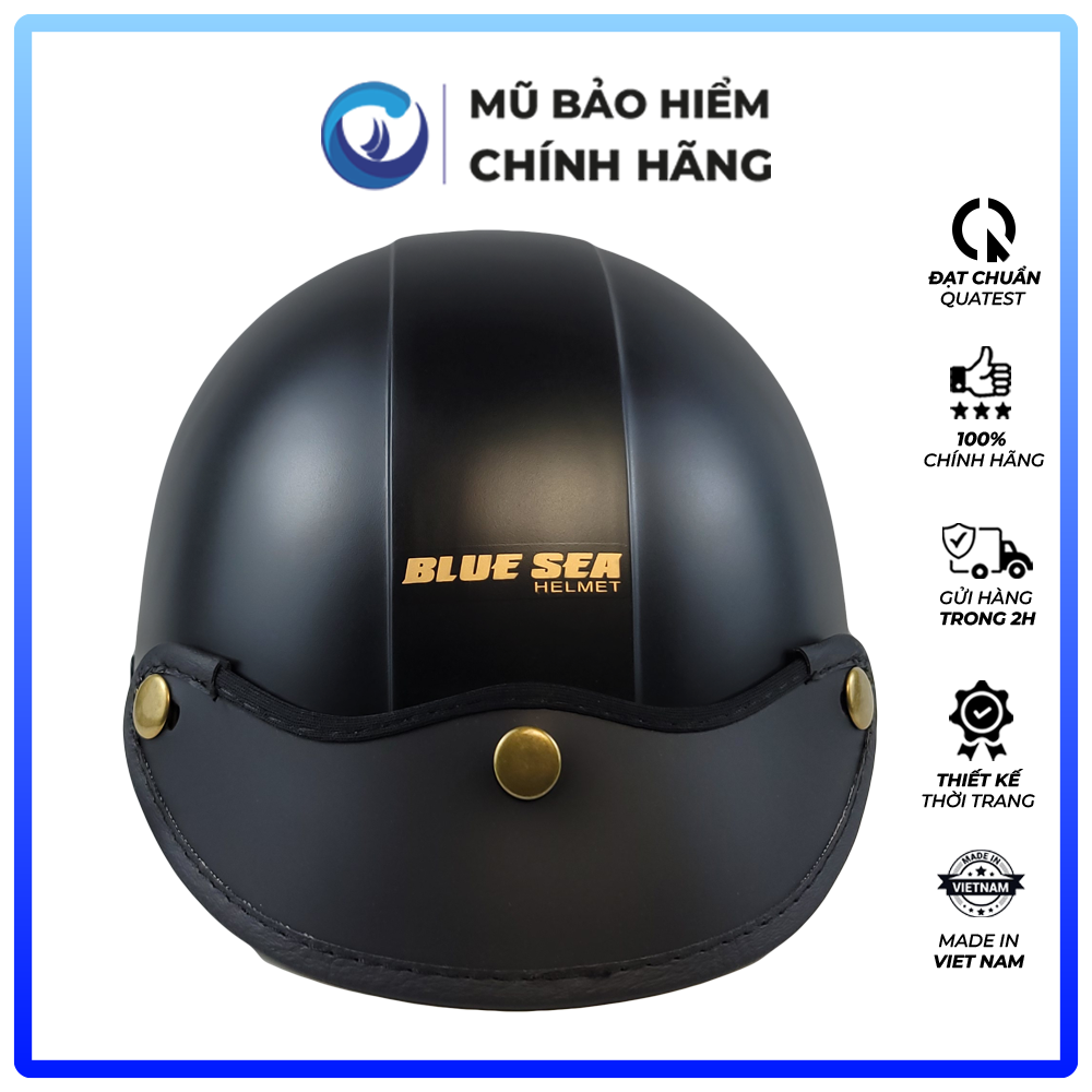 Mũ Bảo Hiểm 1/2 Đầu Blue Sea A104 - Màu Đen