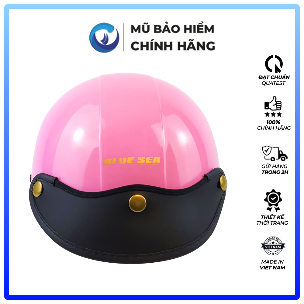 Mũ Bảo Hiểm 1/2 Đầu Blue Sea A104 - Màu Hồng Phấn