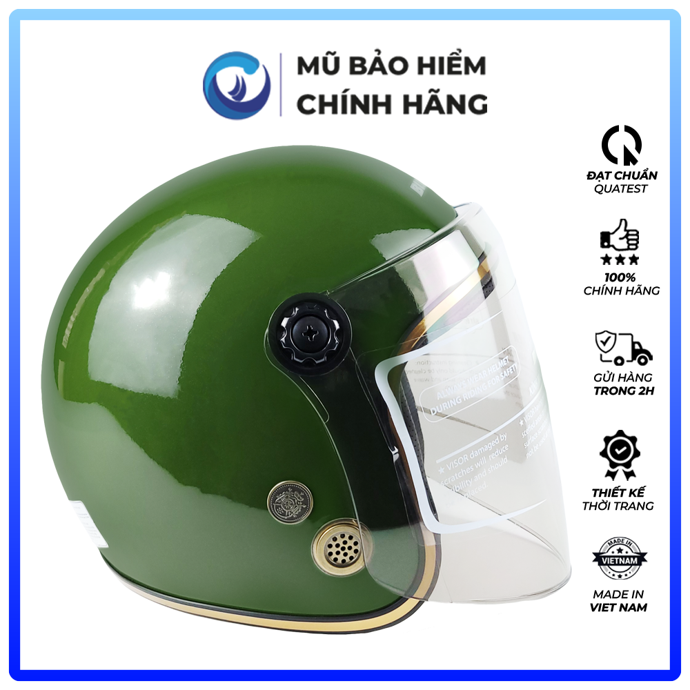 Mũ Bảo Hiểm 3/4 Đầu Có Kính Blue Sea A100K - Nhiều Màu - Chính hãng