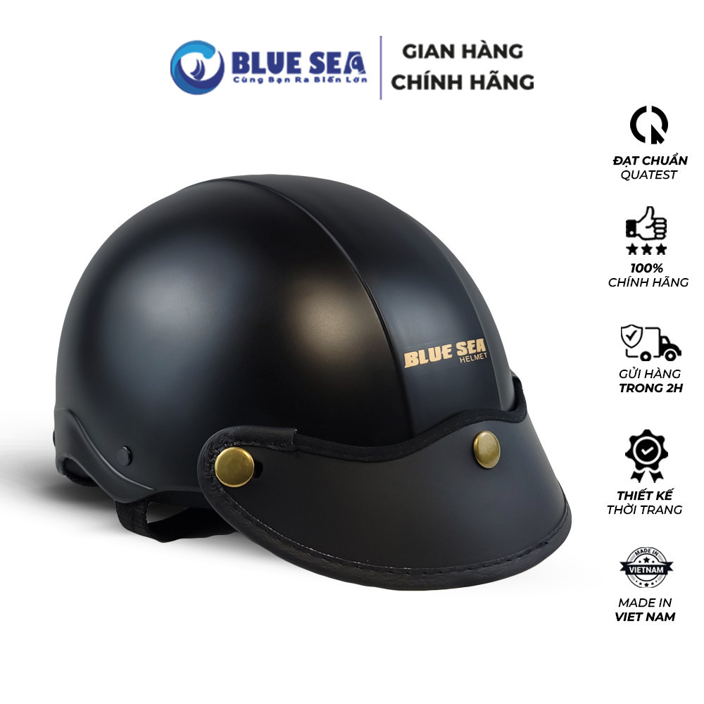 Mũ Bảo Hiểm 1/2 Đầu Blue Sea A104 - Màu Đen