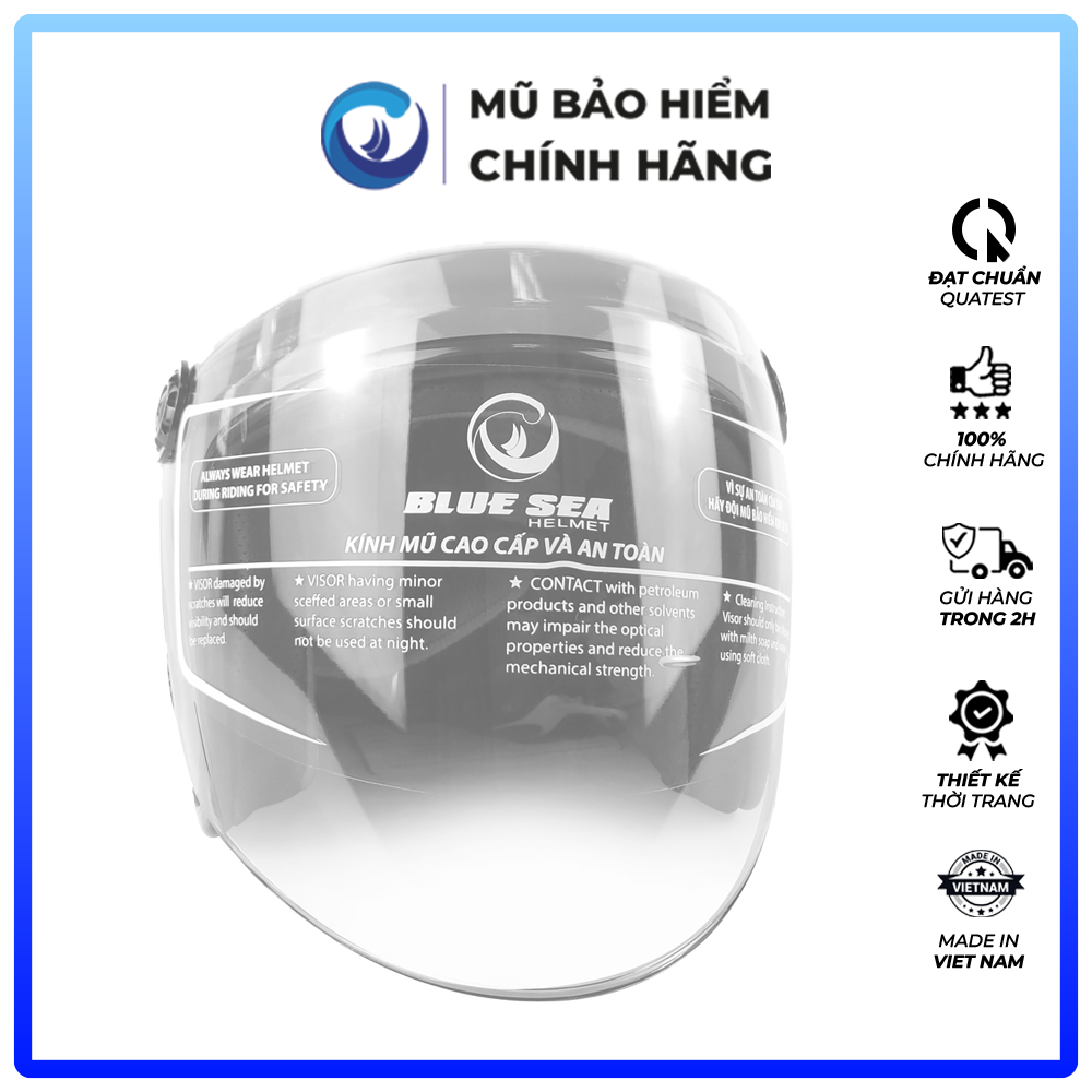 Mũ Bảo Hiểm 3/4 Đầu Có Kính Blue Sea A100K Màu Xanh Ngọc Mờ