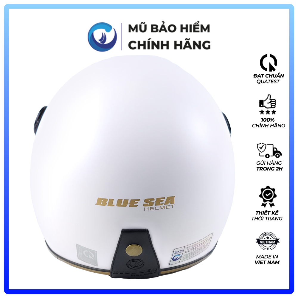 Mũ Bảo Hiểm 3/4 Đầu Có Kính Blue Sea  A100K Màu Trắng Sữa Mờ