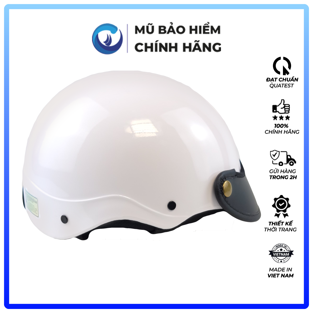 Mũ Bảo Hiểm 1/2 Đầu Blue Sea A104 - Màu Trắng Sữa