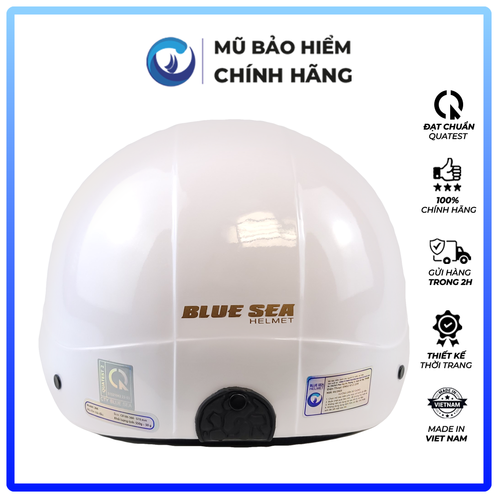 Mũ Bảo Hiểm 1/2 Đầu Blue Sea A104 - Màu Trắng Sữa