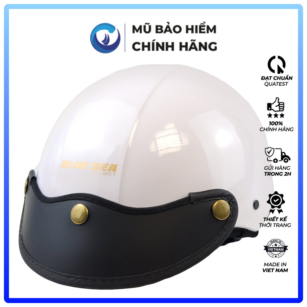 Mũ Bảo Hiểm 1/2 Đầu Blue Sea A104 - Màu Trắng Sữa