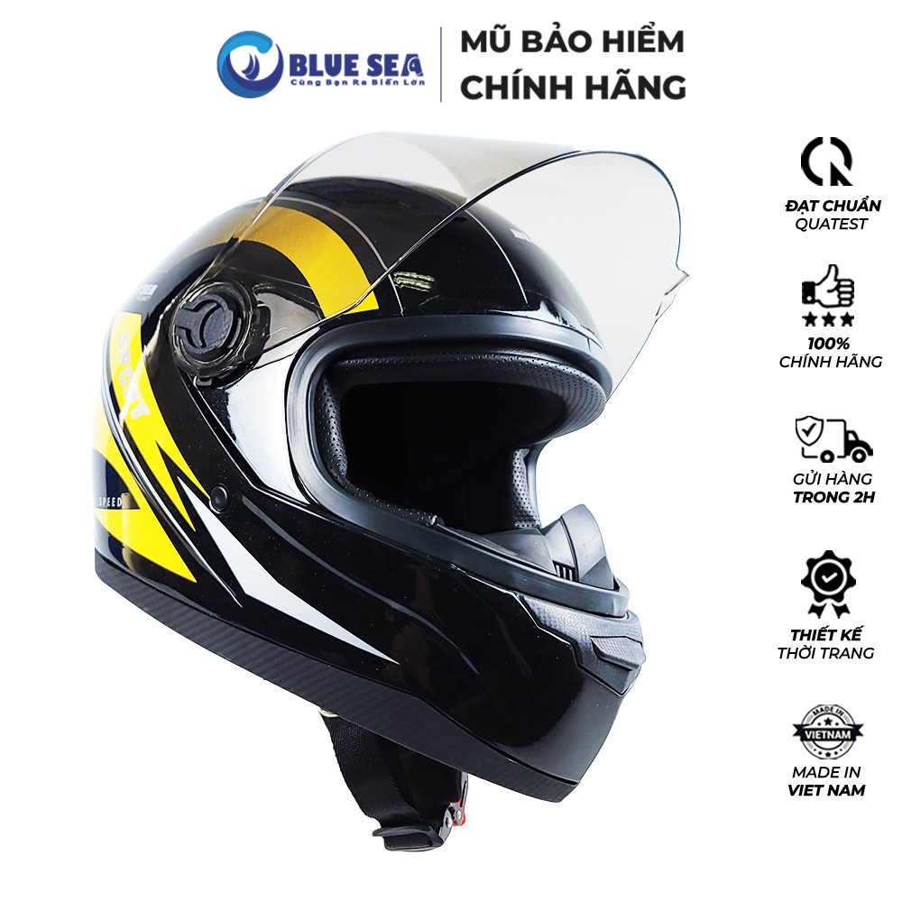 Mũ Bảo Hiểm Fullface A105 Màu Vàng Đậm Bóng