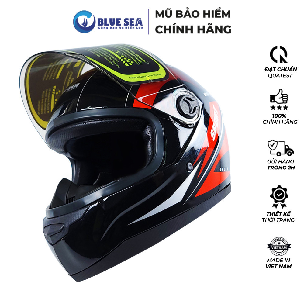 Mũ Bảo Hiểm Fullface A105 Màu Đỏ Tươi Bóng - Sơn cao cấp