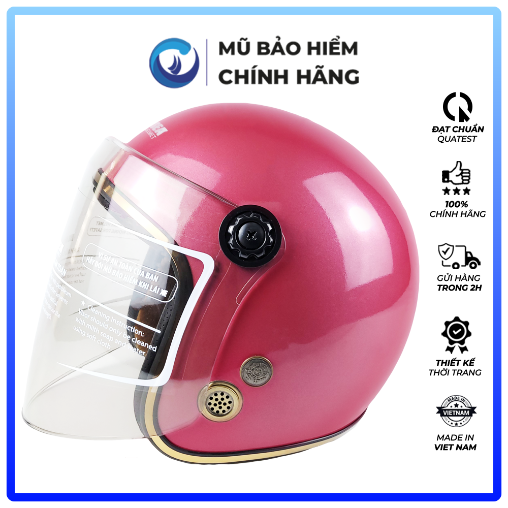 Mũ Bảo Hiểm 3/4 Đầu Có Kính Blue Sea A100K - Sơn Bóng - Chính hãng