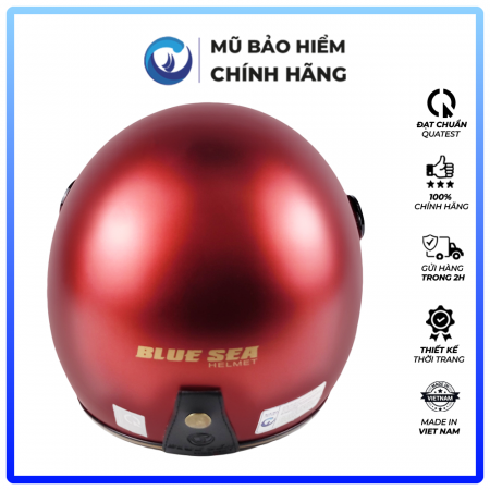 Mũ Bảo Hiểm 3/4 Đầu Có Kính Blue Sea A100K Màu Đỏ Đô Mờ