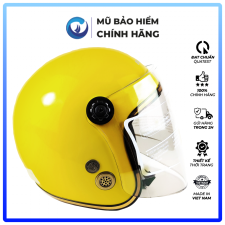 Mũ Bảo Hiểm 3/4 Đầu Có Kính Blue Sea A100K Màu Vàng Bóng