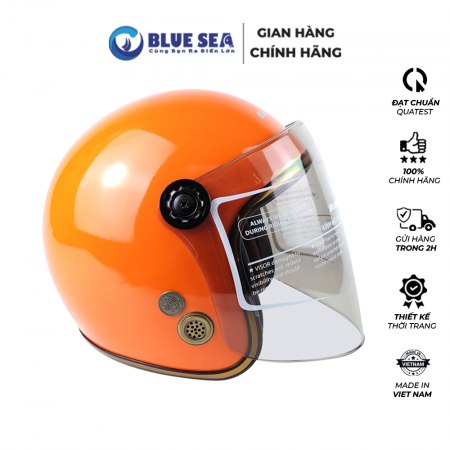 Mũ Bảo Hiểm 3/4 Đầu Có Kính Blue Sea A100K - Sơn Bóng - Chính hãng