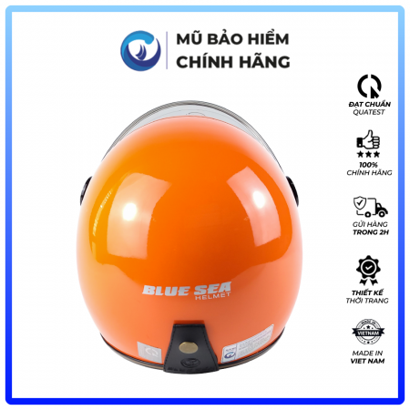 Mũ Bảo Hiểm 3/4 Đầu Có Kính Blue Sea A100K Màu Cam Bóng