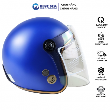 Mũ Bảo Hiểm 3/4 Đầu Có Kính Blue Sea A100K - Sơn Mờ - Chính hãng