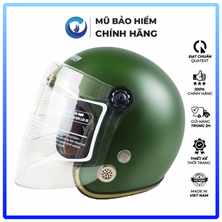 Mũ Bảo Hiểm 3/4 Đầu Có Kính Blue Sea A100K - Sơn Mờ - Chính hãng