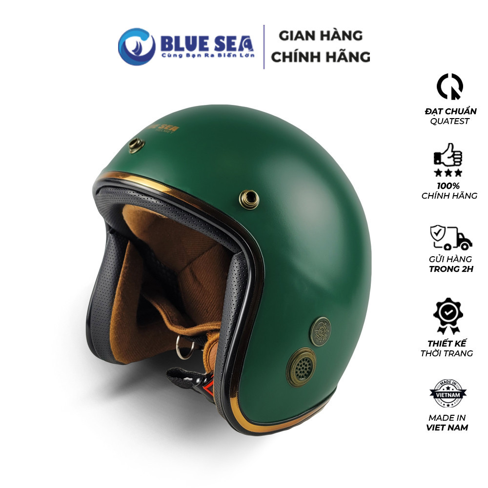 Mũ Bảo Hiểm 3/4 đầu Blue Sea BL34A101 - Kính Rời M139 - Hàng chính hãng